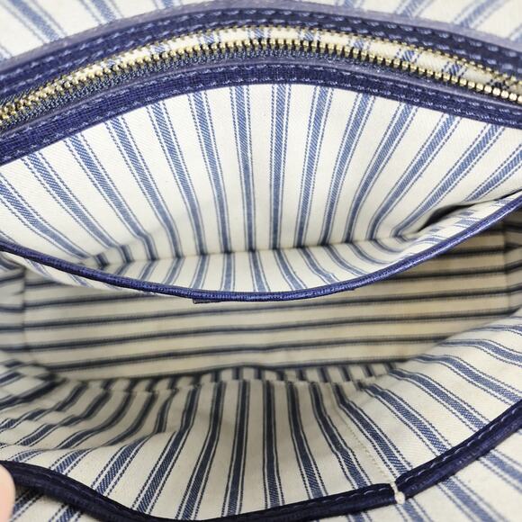 Dooney & Bourke Saffiano Leather Zip Satchel Purse Blue Gold Hardware Crossbody - Picture 10 of 16